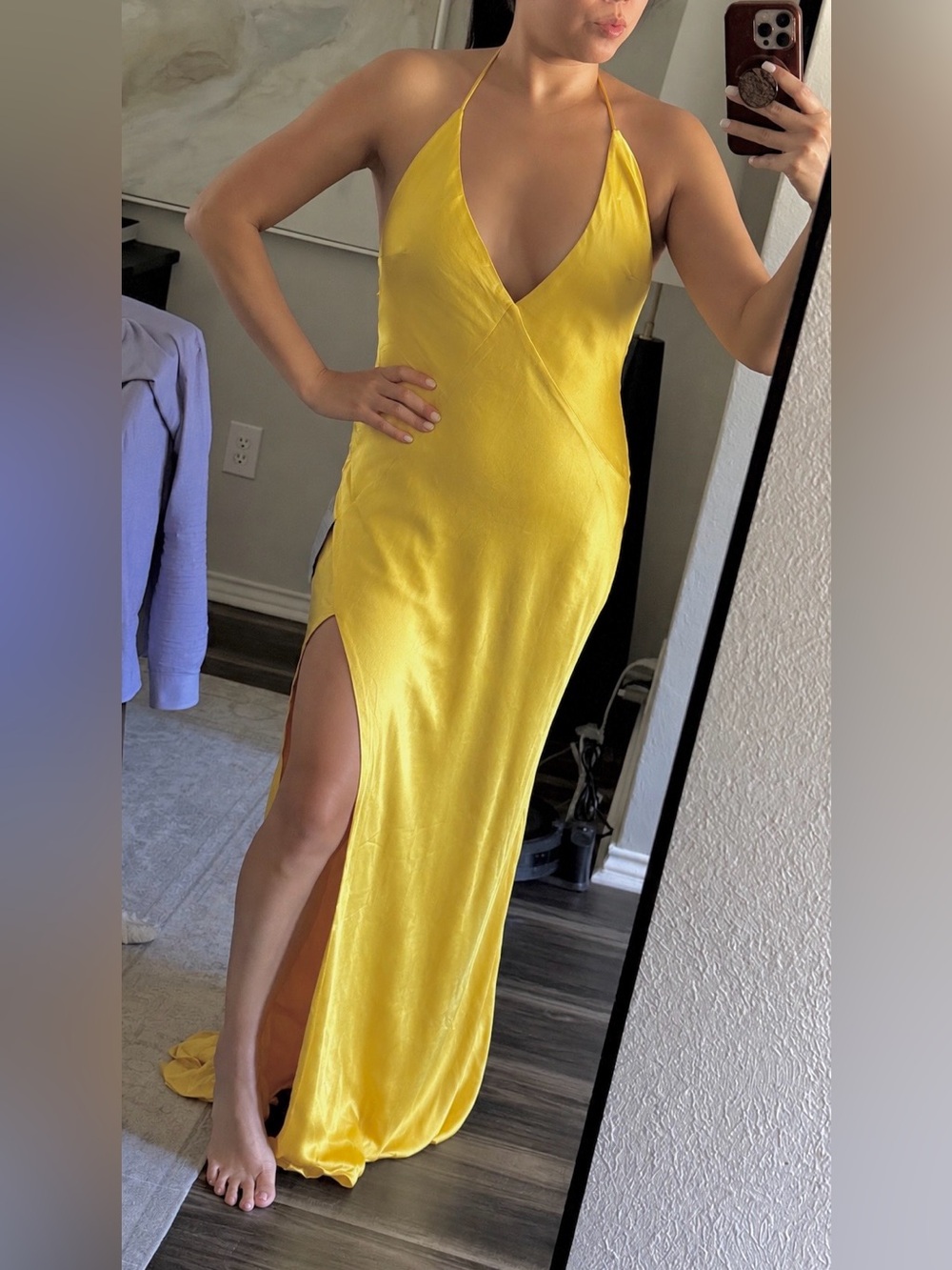 Bardot Yve Halter Dress in Tuscan Yellow